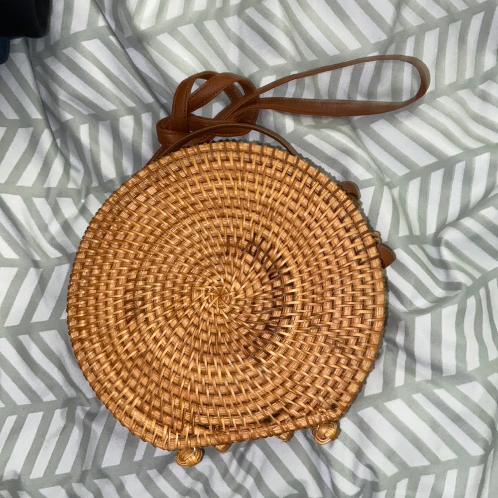 Rattan Bags for Women - Handmade Wicker Woven Purse Handbag Circle Boho Bag